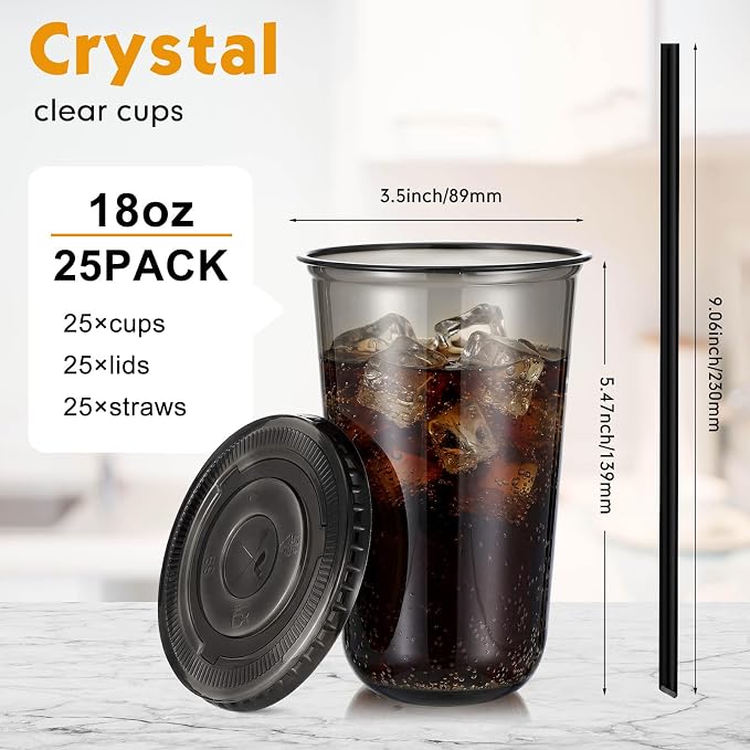 Ziliny 25 Set Black Plastic Cups - Image 3