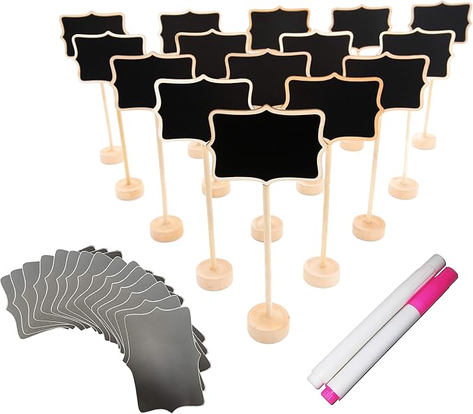 15 Pack Wood Mini Chalkboard Signs Small Rectangle Chalkboards Blackboard by DSTELIN