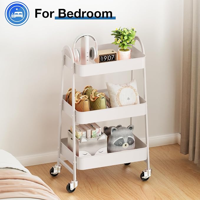 OLIXIS Metal Utility Cart, Mobile Rolling Storage Shelf - Image 6