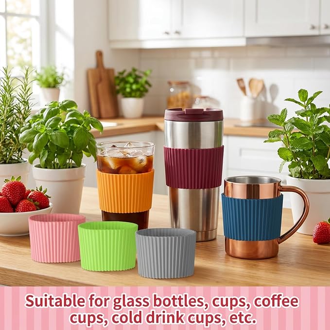 5Pcs Silicone Cup Sleeves for Hot Drinks Silicone Coffee Cup Sleeves Reusable - Image 5