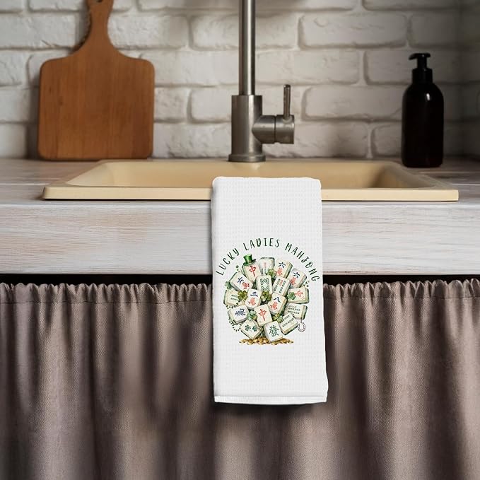 Mahjong St. Patrick's Day Kitchen Towels, Mahjong Gifts - Image 3