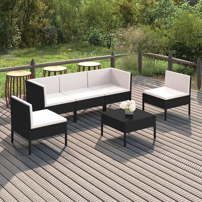 6 Piece Garden Lounge Set, Modular Outdoor Sectional Sofa - Image 2