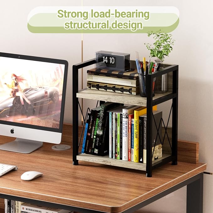 Aduanbang Coffee Bar Accessories Organizer, 2 Tier Wooden Kitchen Counter Shelf - Image 2