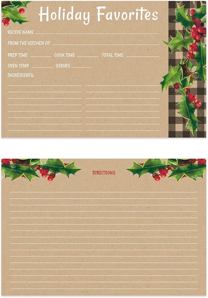 Kraft Look Holiday Favorites Recipe Cards / 50 Rustic Faux Kraft Christmas by CanopyStreet