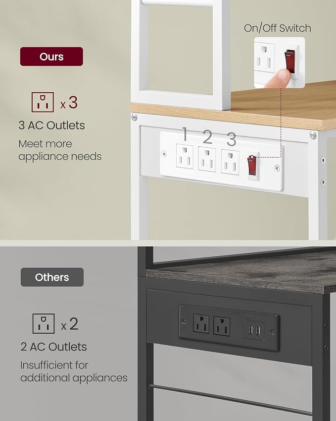 VASAGLE Bakers Rack with Power Outlet, 23.6 Inches Coffee Bar - Image 4