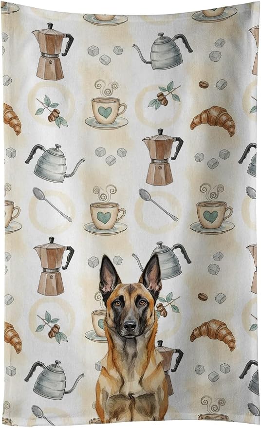 Caroline's Treasures Belgian Malinois Coffee Bar Kitchen Towel Velour Plush by CarolinesTreasures