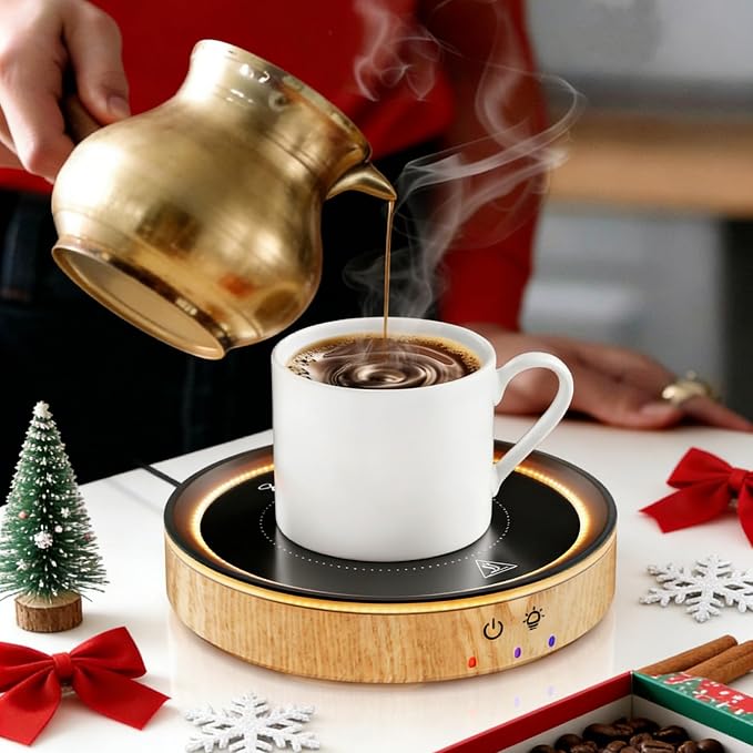 36W Mug Warmer, 3 Temperature Settings, Auto Shut Off, Max 176°F, Wood Grain - Image 2