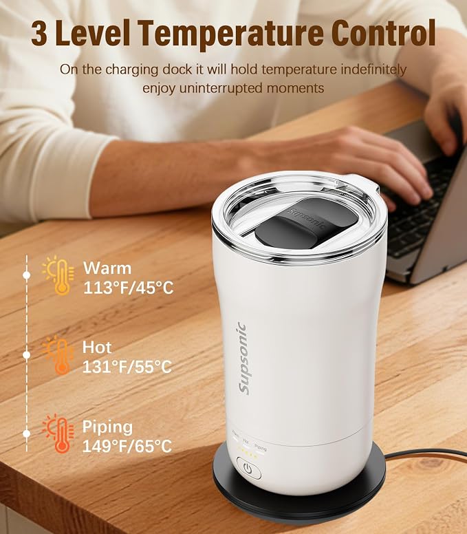 Supsonic - 14oz Heated Coffee Mug, Self-Heating Travel Mug - Image 2