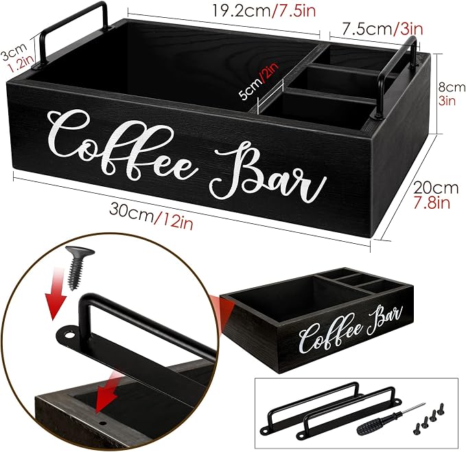 MINCORD Coffee Station Organizer Wooden Coffee Bar Holder Accessories - Image 4