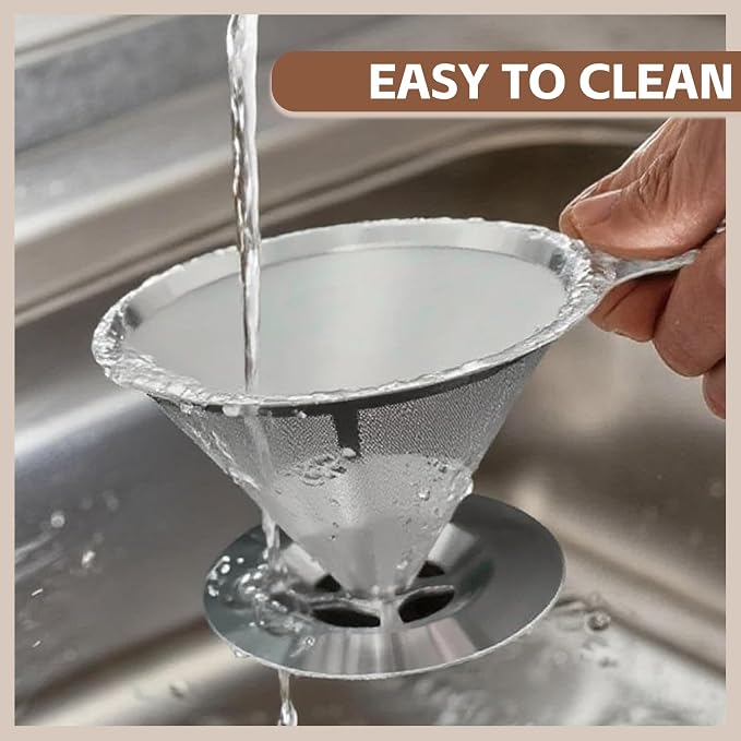 Pour Over Coffee Dripper Stainless Steel Coffee Filter Metal Cone Filter Extra - Image 5