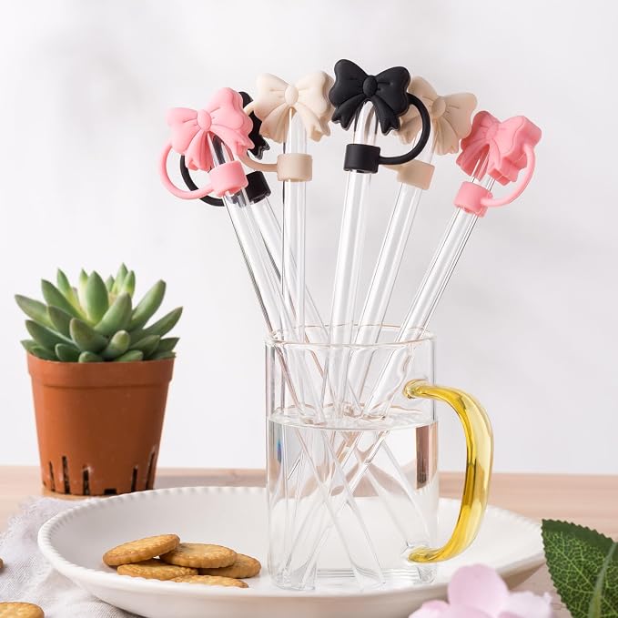 6PCS Bow Straw Toppers, Cute Straws Covers - Image 2