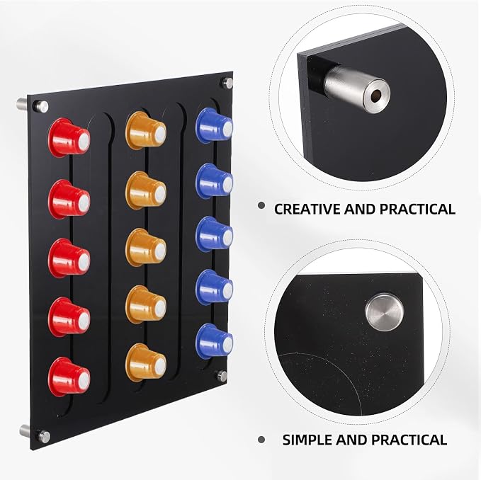 Wall-mounted Coffee Capsules Organizer Rack 3mm Black Acrylic Coffee Pod - Image 8