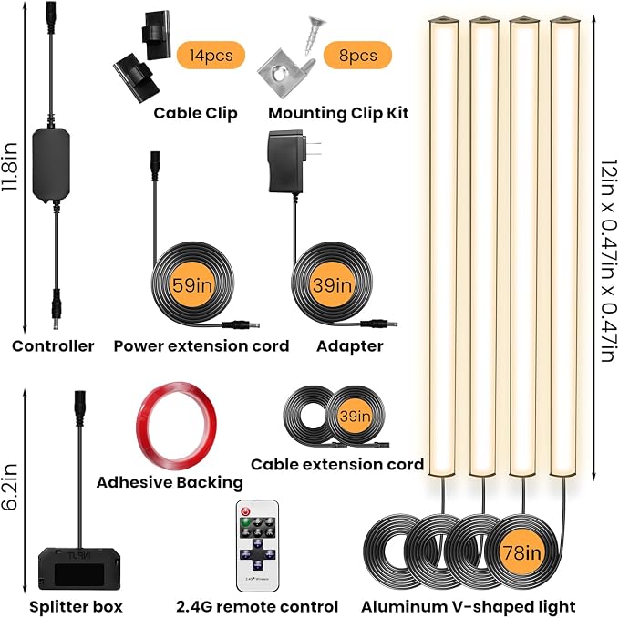 Black Shelf Lights, LED Bookcase Lighting Compatible - Image 8