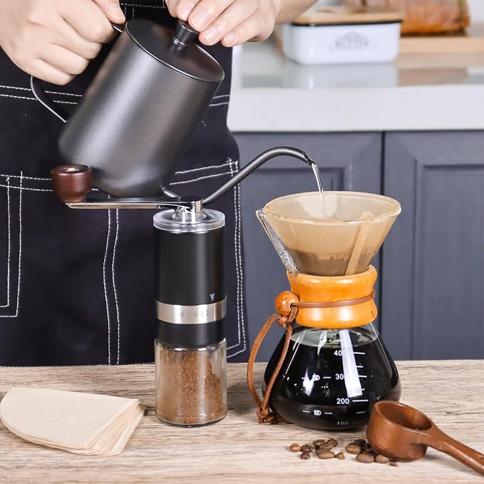 SOTECH Pour Over Coffee Maker Set Portable Pour Over Set-Manual Coffee Grinder - Image 6