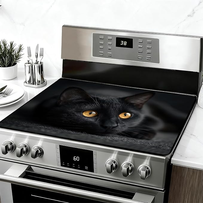 28"x20" Anti-Slip Electric Stove Top Cover Cat Foldable Heat-Resistant Glass by seewan