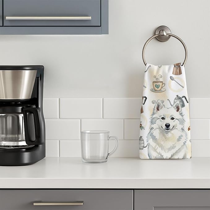 Caroline's Treasures American Eskimo Coffee Bar Kitchen Towel Velour Plush - Image 3