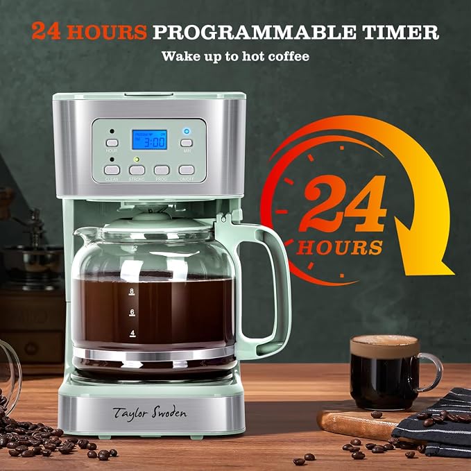 Taylor Swoden 12-Cup Programmable Coffee Maker, Regular & Strong Brew Drip - Image 2