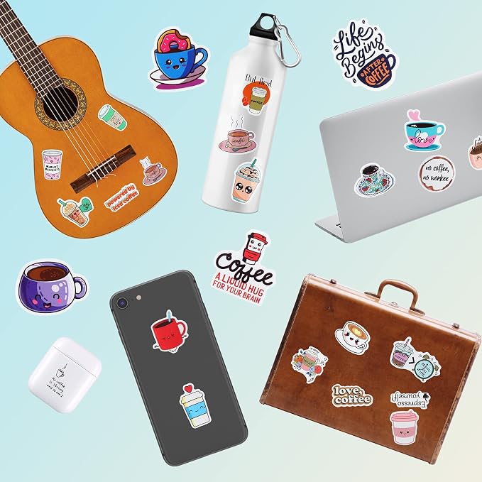 100 Pieces Cute Coffee Stickers - Image 7