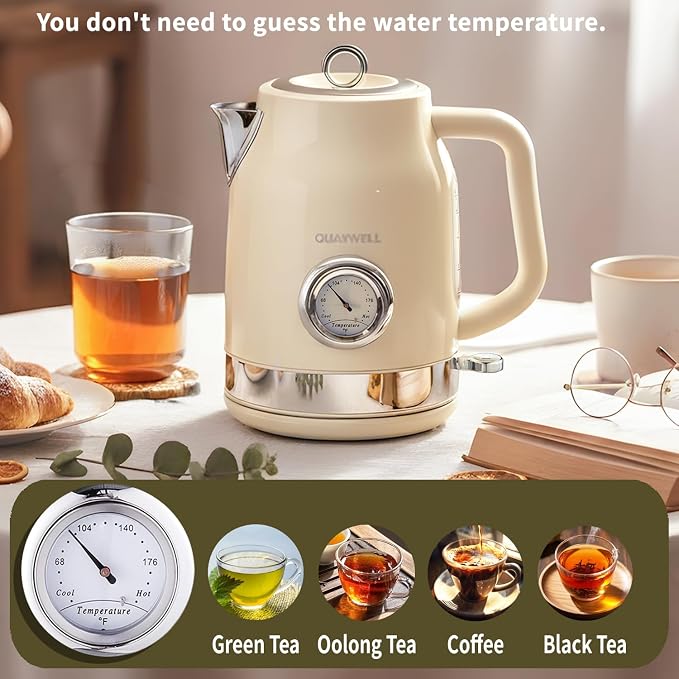 Retro Electric Kettle, 1.7L 304 Stainless Steel Tea Kettle - Image 2