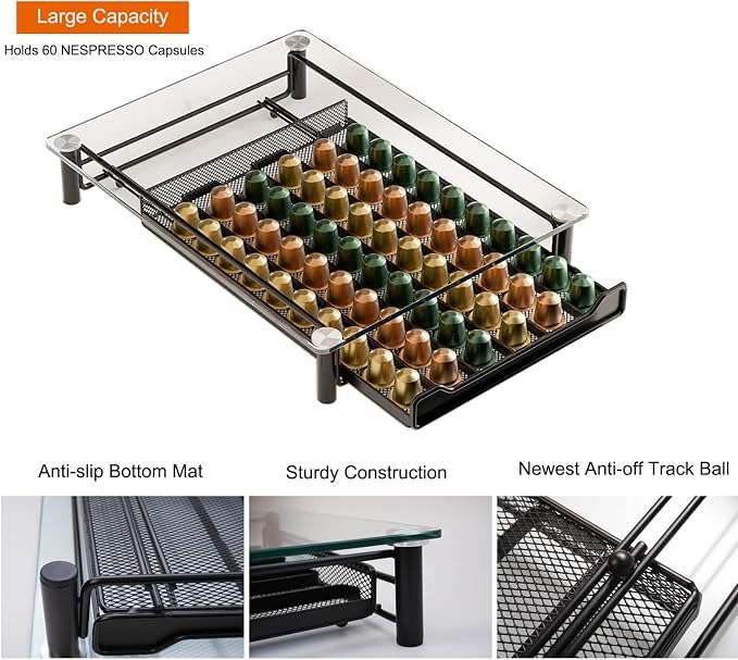 SEVENLINE Crystal Tempered Glass Coffee Pod Storage Drawer Compatible - Image 3