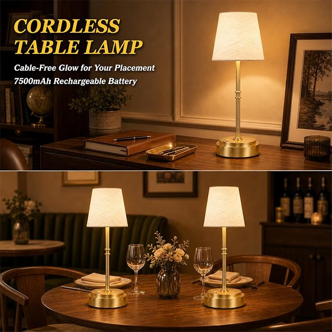 Rechargeable Cordless Table Lamp Gold - Image 5