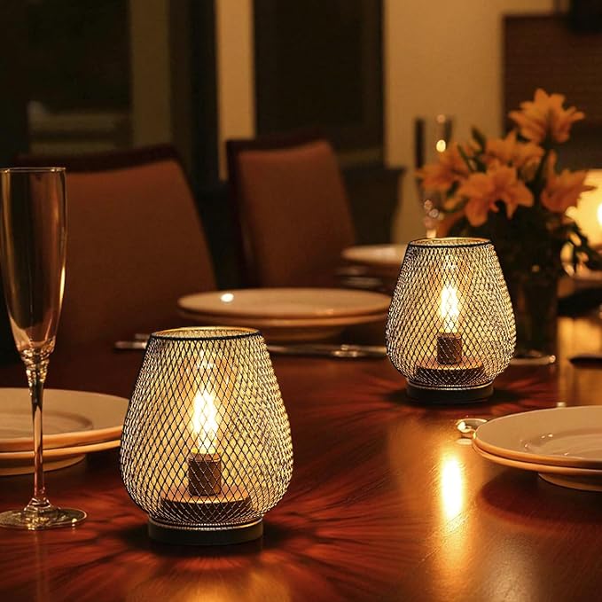 JHY DESIGN Metal Cage LED Lantern Battery Powered Cordless Accent Light - Image 5