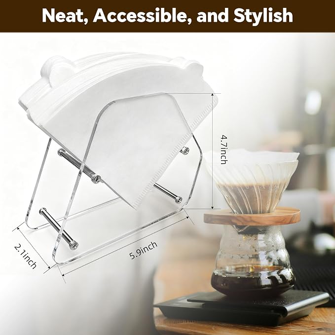 Acrylic Coffee Filter Holder Counter Stand Storage - Image 6