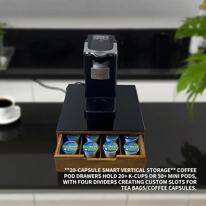 Tempered Glass and Natural Wood Coffee Pod Drawer Organizer - Image 6