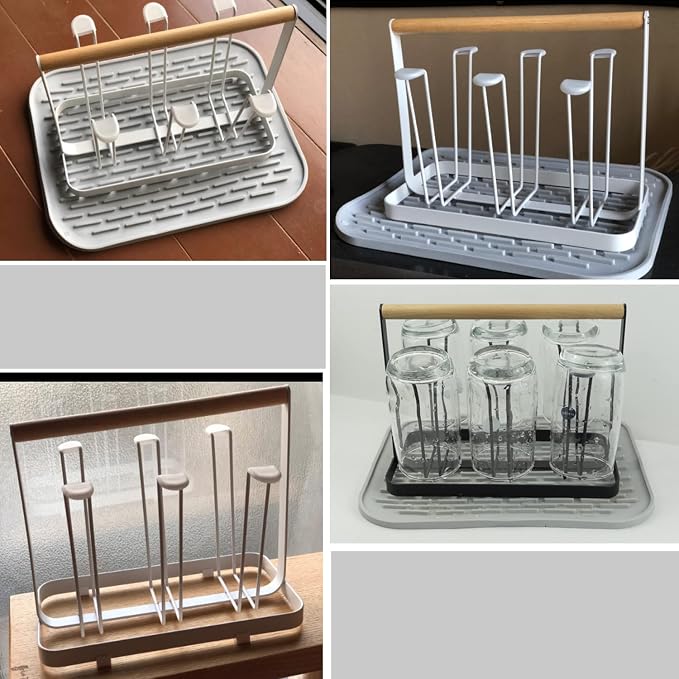 Cup Drying Rack Stand, 6 Cup Metal Drainer Holder Rack Non-Slip Mugs Cups - Image 5