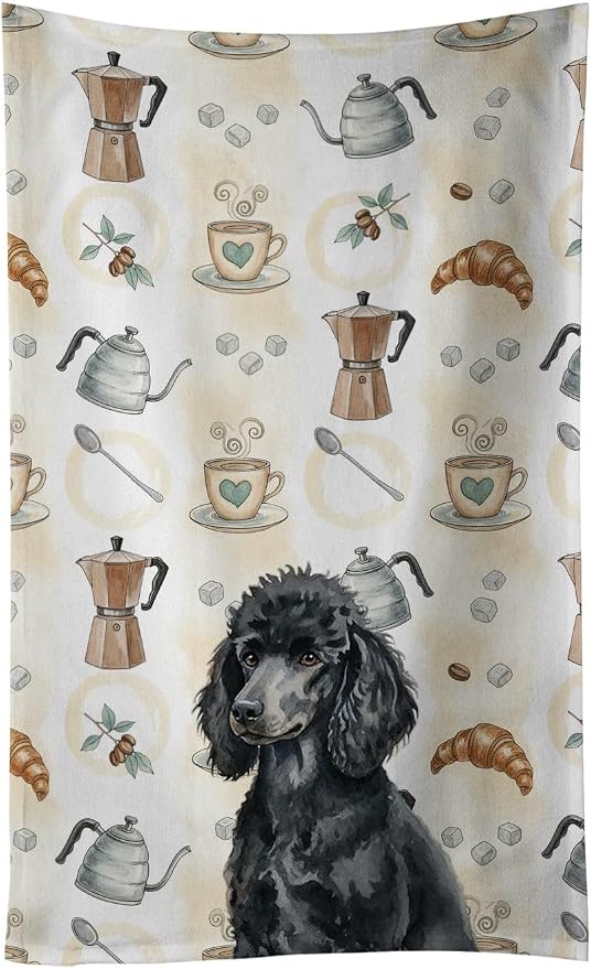 Caroline's Treasures Standard Black Poodle Coffee Bar Kitchen Towel Velour by CarolinesTreasures