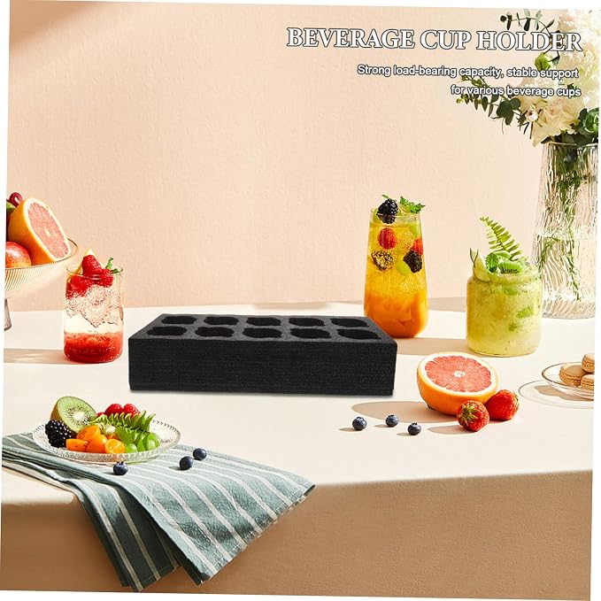 Takeout Drink Carrier Tray 10-Compartment Foam Cup Holder Black Anti-Spill Milk - Image 7