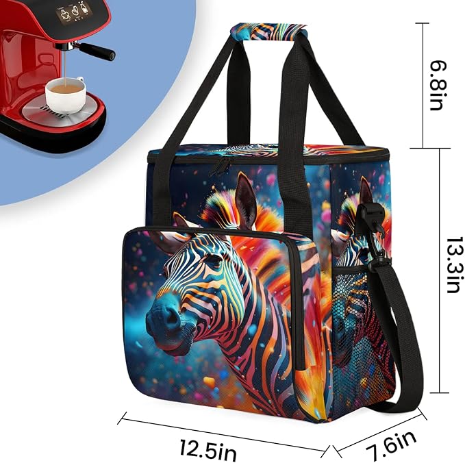 Funny Zebra Coffee Maker Carring Bag, Large Insulated Storage Organizer Case - Image 2