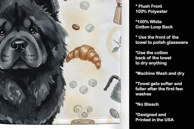 Caroline's Treasures Black Chow Chow Coffee Bar Kitchen Towel Velour Plush - Image 4