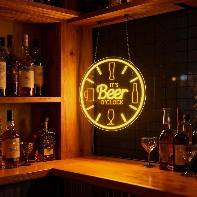 Beer Neon Sign Bar Neon Sign for Wall Decor, LED Dimmable It's Beer O'Clock - Image 3