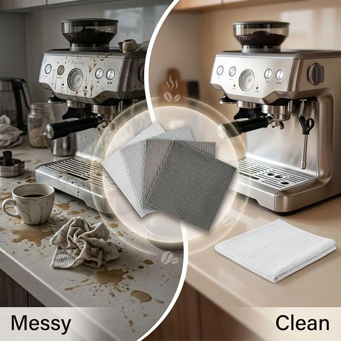 4 Pcs Waffle Weave Microfiber Coffee Machine Cloths, 11.8 in / 30 cm - Image 4