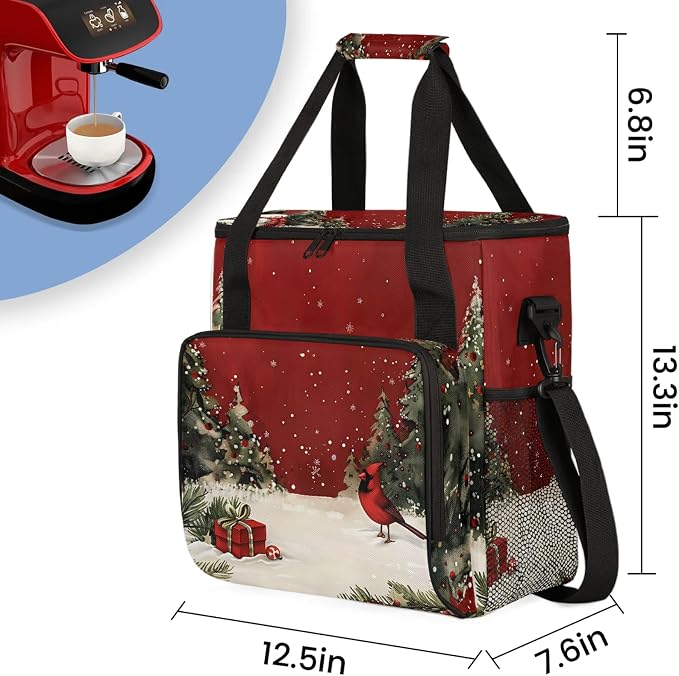 Christmas Coffee Maker Carring Bag, Large Insulated Storage Organizer Case Tote - Image 2