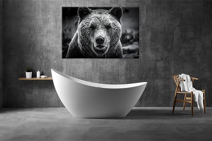 Bear Pictures Wall Decor Black and White Animal Canvas Wall Art - Image 2