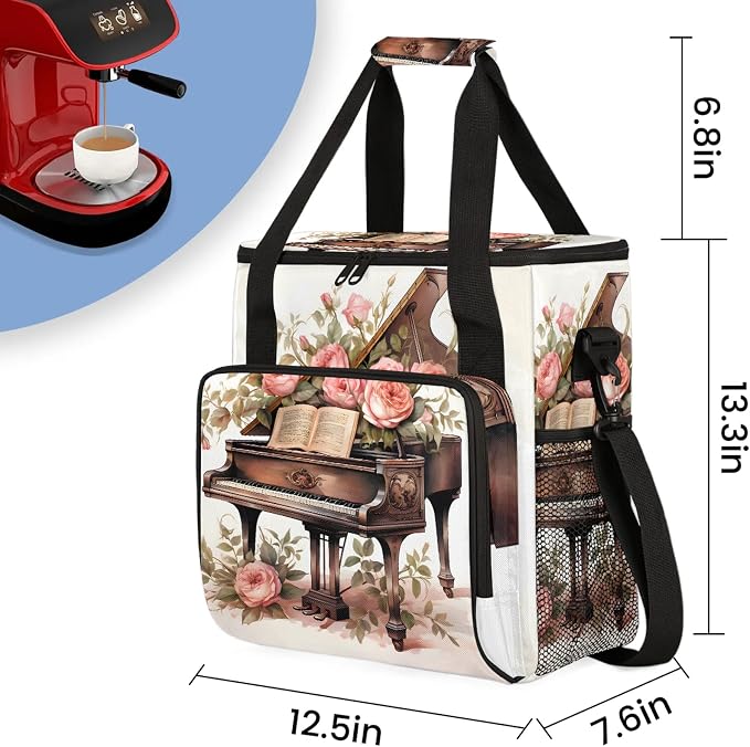 Piano Coffee Maker Carring Bag, Large Insulated Storage Organizer Case Tote Bags - Image 2