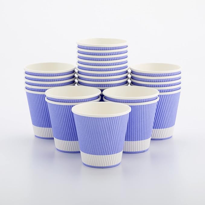 Restaurantware Ripple Wall Coffee Cups 25 Count 8 Ounce Insulated Light Purple by Restaurantware