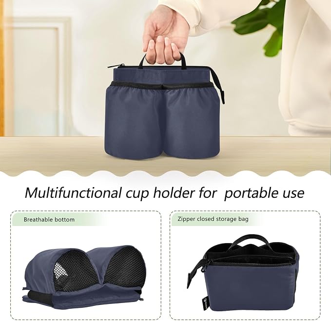DOMIKING Navy Blue Travel Luggage Cup Holder - Image 3
