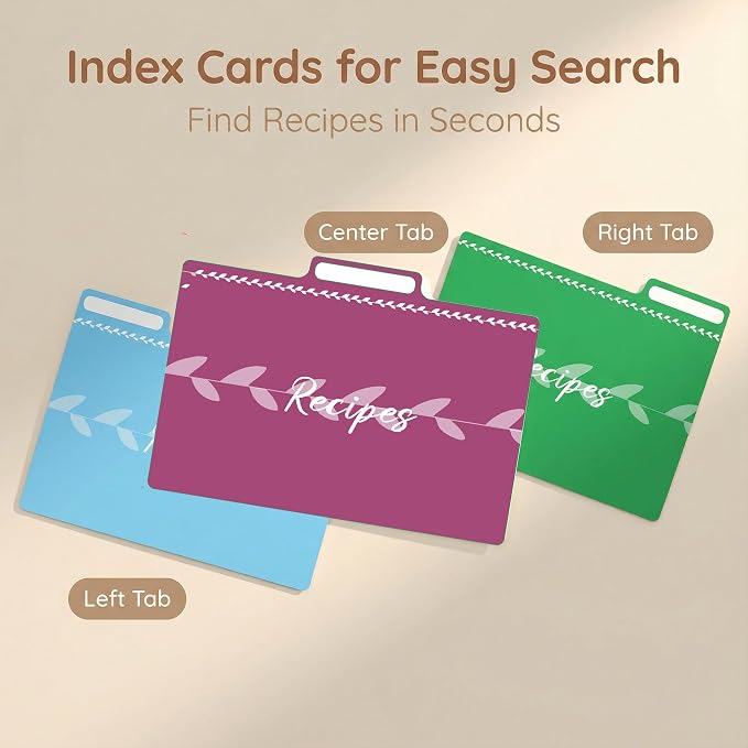 100 Recipe Cards and Recipe Index Cards Set - Image 4