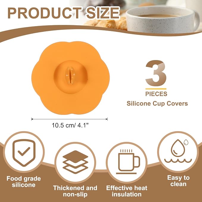 uxcell 3Pcs Silicone Cup Covers, 4.72" Heart Universal Cup Lids Reusable - Image 2