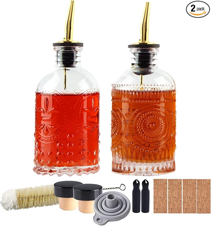 Shining Craft Coffee Syrup Dispenser Bottles Set 2 Pack 7 OZ Simple Small Syrup by Shining+Craft