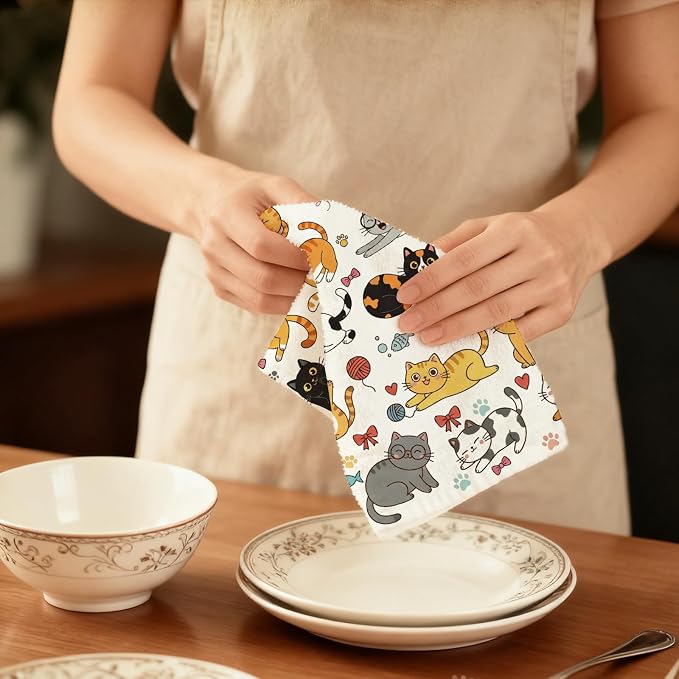 CUTHOLLOW Spoon and Bowl with Spices Decorative Kitchen Towels Set of 4 - Image 6