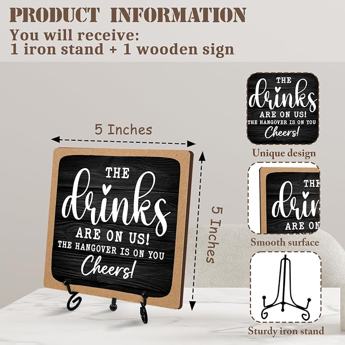 Bar Decorations for Home, 5 Inche Bar Drinks Gift for Colleagues Friends New - Image 2