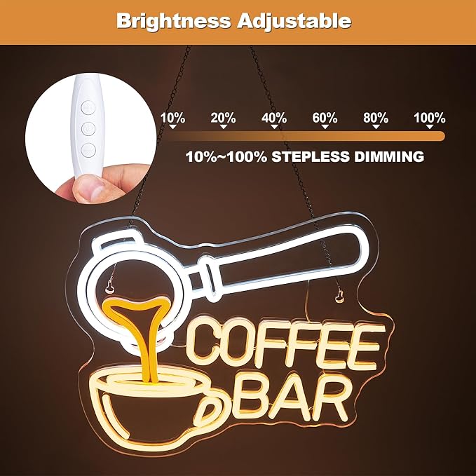 Ineonlife Coffee Bar Neon Sign, Dimmable LED Neon Light Up Sign - Image 4