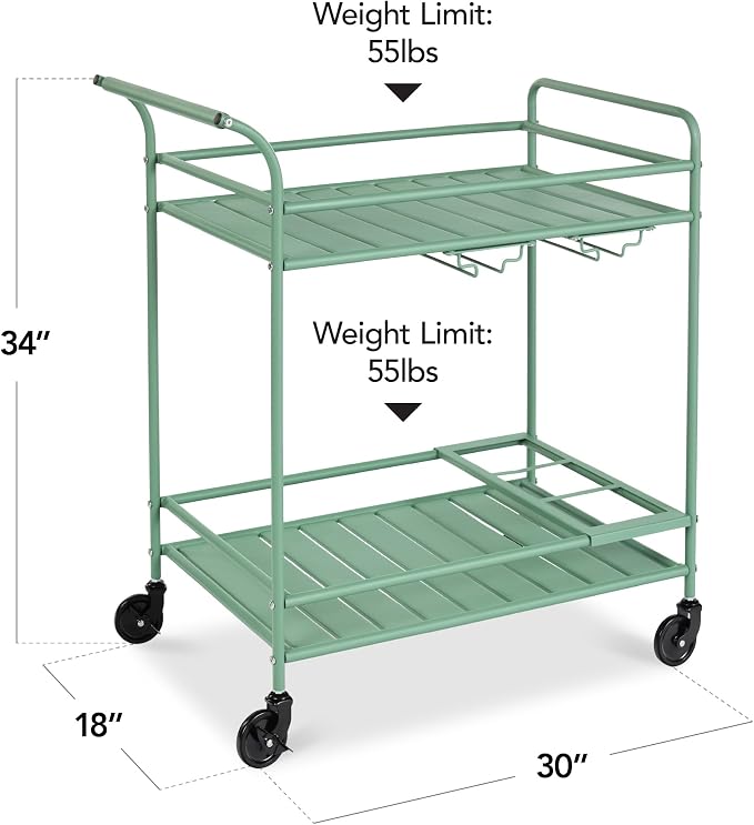 Best Choice Products Rolling Bar Cart, Mobile Home Bar Serving Cart, Serving - Image 2