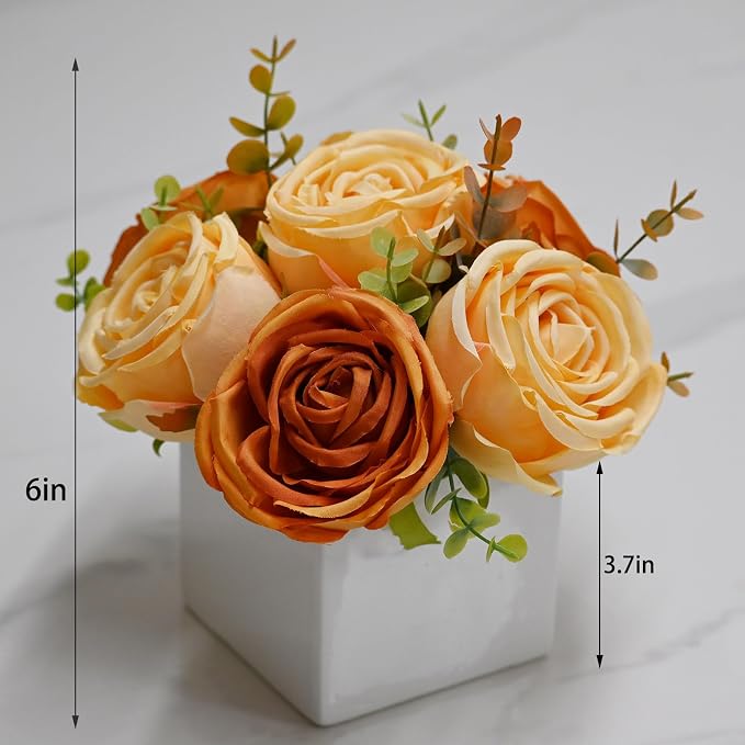 Fall Artificial Orange Silk Fake Rose - Image 5