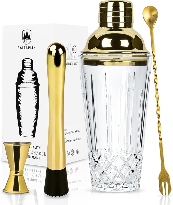 4-Piece Glass Cocktail Shaker Set by Unknown