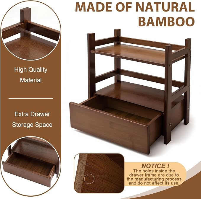 Chunful 2 Tier Matcha Station Bamboo Organizer - Image 4